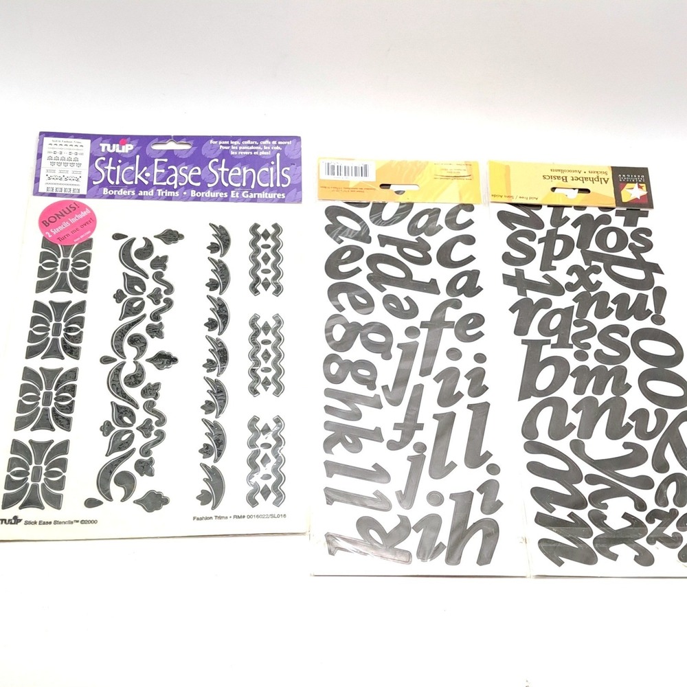 Tulip Stick-Ease Stencils Borders Trims NIP‎ Alphabet Basics Stickers Craft Lot